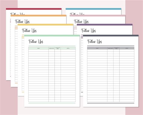 Printable Follow Up Sheet Business Follow Ups Small Business Etsy
