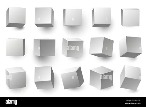 Realistic 3d White Cubes Minimal Cube Shape With Different Perspective