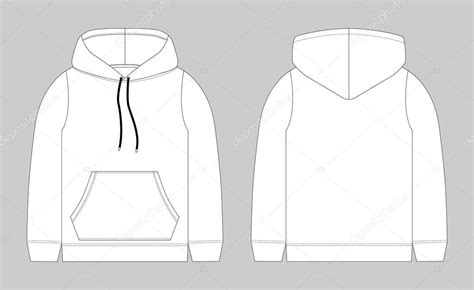 mens hoodie sketch technical sketch  men hoodie mockup template hoody stock vector