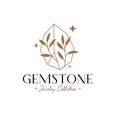 Vintage Gemstone Logo With Foliage Ornament Design Ornament Drawing
