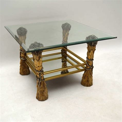 Antique brass glass top coffee table. 1960's Vintage Brass & Glass Decorative Coffee Table ...