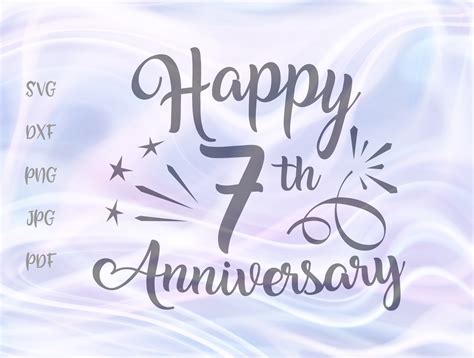 Happy 7th Anniversary Seven Year Wedding Graphic By Digitals By Hanna