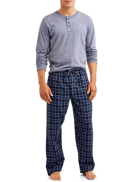 Hanes Hanes Mens Long Sleeve Henley Top With Flannel Pant Pajama Set
