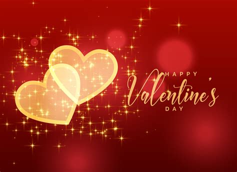 Golden Sparkles Hearts On Red Background For Valentines Day Download