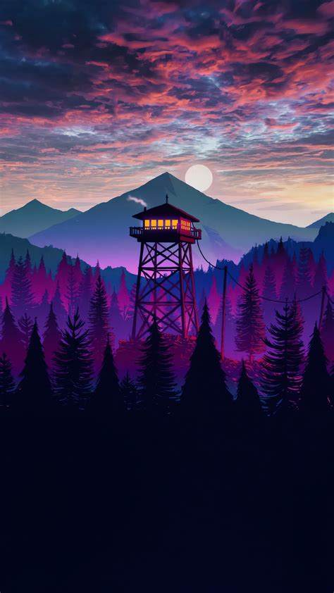 Forest Scenery Watchtower Firewatch Video Game Mountain Digital