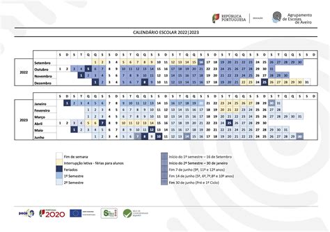 CalendÁrio Escolar 2022 2023 Agrupamento De Escolas De Aveiro