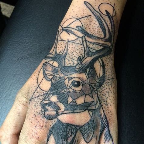 Geometric Deer Hand Tattoo By Ben Viamontes At Black List Tattoo