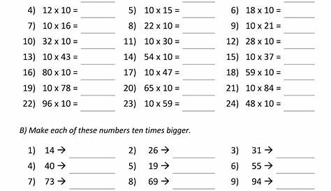 multiplication by tens worksheet
