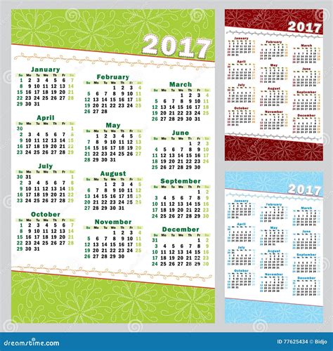 Vectorkalender 2017 Reeks Vector Illustratie Illustration Of Agenda
