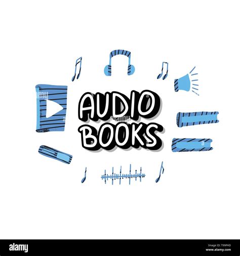 Audiobooks Concept Emblem Of Audio Book Symbols With Lettering Vector