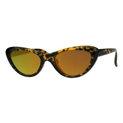 Sa106 Womens Color Mirror Lens Goth Narrow Cat Eye Plastic Sunglasses