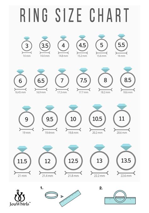 Ring Size Chart Guide How To Measure Ring Size Printable 46 Off