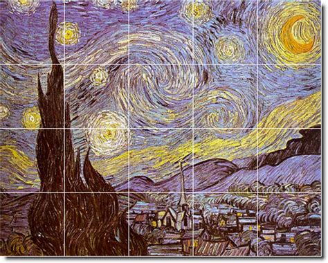 I have done another landscape with olive trees, and a new study of the 'starry sky'. Vincent Van Gogh City Ceramic Tile Mural 6