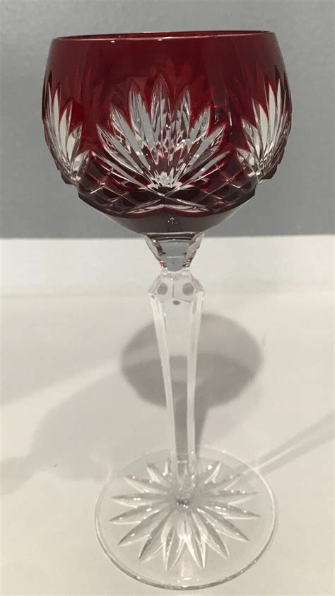 Ajka Caroline Ruby Red Cased Cut To Clear Crystal Wine Goblets Set Of 2