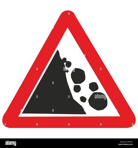 Uk Road Sign Falling Rock Rocks Unstable Cliff Cliffs Avalanche Ahead