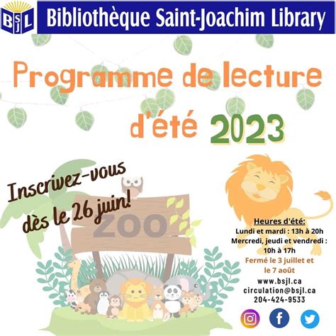 Bibliothèque Saint Joachim Library Programme De Lecture
