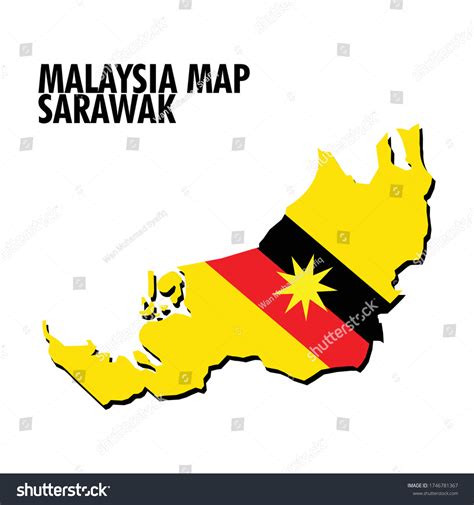 Mapa Estatal De Sarawak Del País Vector De Stock Libre De Regalías