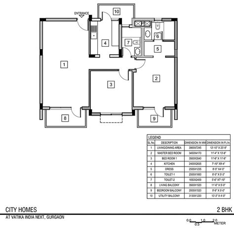 2 Bhk Floor Plan With Dimensions House Design Ideas