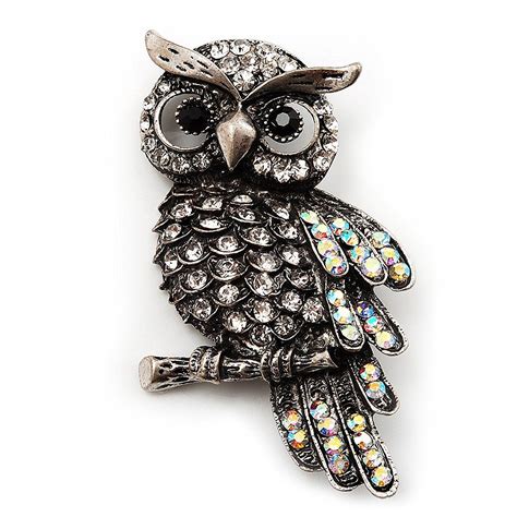 Antique Silver Crystal Owl Brooch Click On The Image For Additional Details Broochesandpins