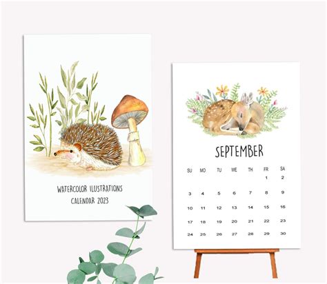 Printable 2023 Calendar Cute Animals Calendar Monthly Etsy Australia