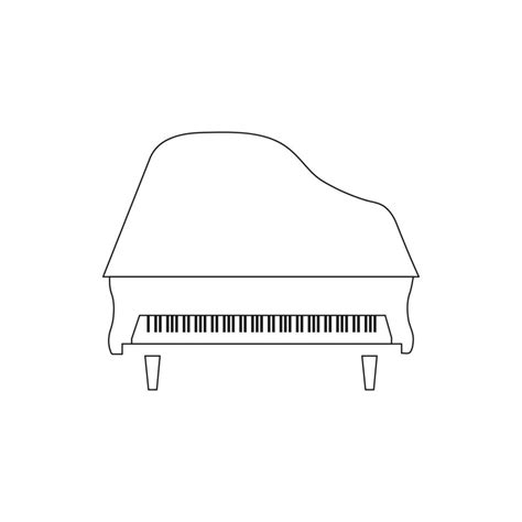 Outline vector illustration of grand piano. Top view, keyboard