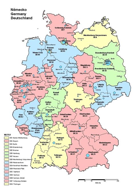 Německo Regiony Mapa Mapa
