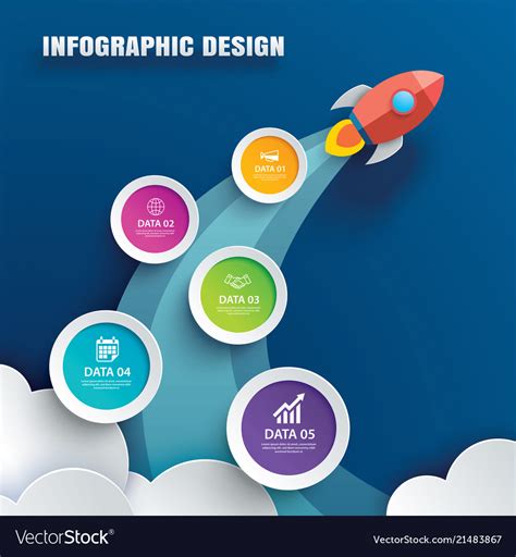 Startup infographics with 5 circle data template Vector Image