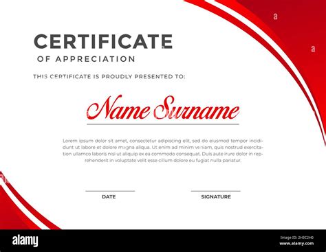 Elegant Red Gradient Color Certificate Template Appreciation For
