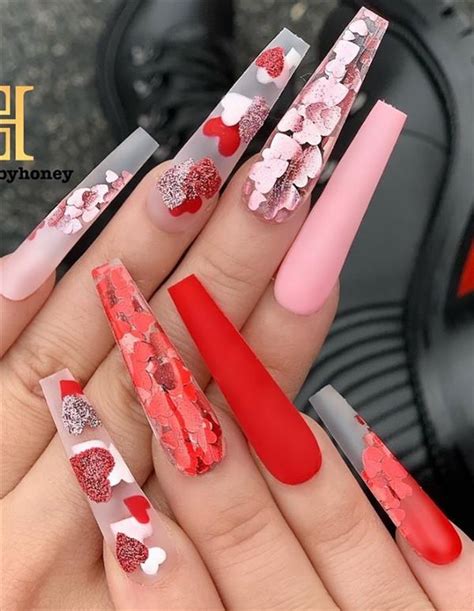 Valentines Day Long Coffin Nails Amelia Infore