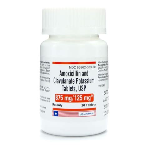 Amoxicillinpotassium Clavulanate 875mg125mg 20 Tabletsbottle