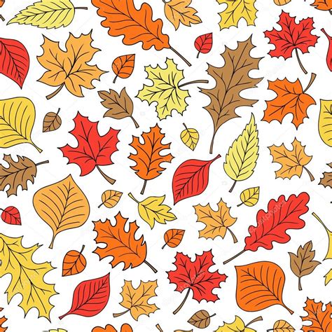 Fall Leaves Doodle Fall Foliage Autumn Leaf Doodles Seamless Repeat
