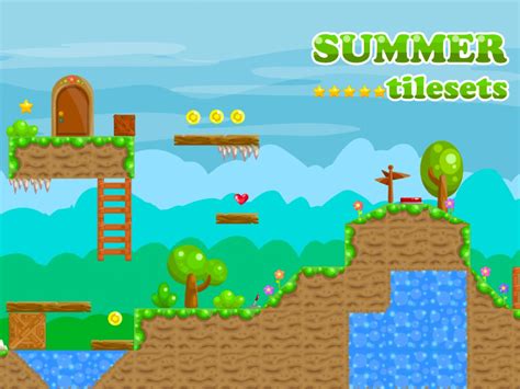 Game Tileset For Platformer Summer By 2d Game Assets On Dribbble