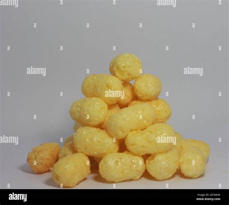 Cheese Puff Cheese Puffs White Background Texture Food Pattern Stock
