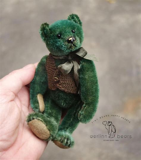 Miniature Green Mohair Artist Teddy Bear From Aerlinn Bears Etsy