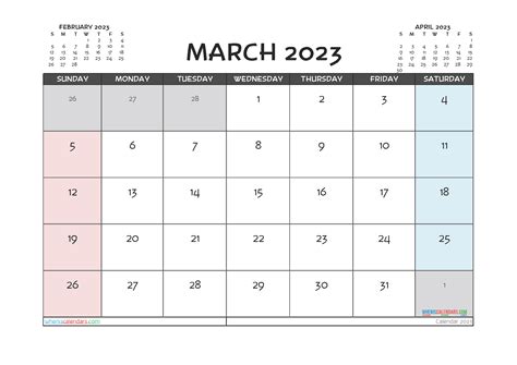 March 2023 Calendar Portrait