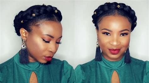 how to halo braid tutorial on short natural hair easy protective style [video] short