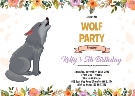 Wolf Girl Birthday Invitation Template Artofit