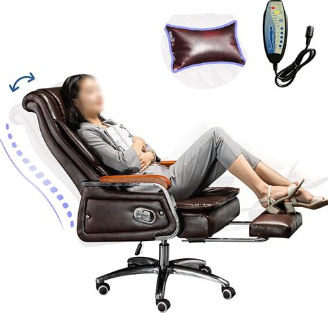 massage office chair ergonomic massaging office chair with foot rest 360° swivel cowhide