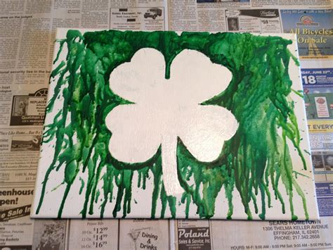 4 H Shamrock Melted Crayon Art Saint Patricks St Patricks Day 4 H