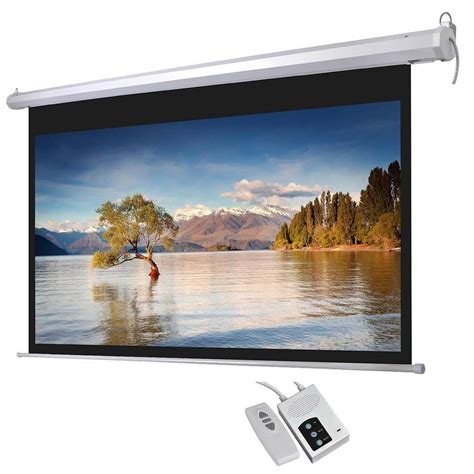Hang the projector screen from the mounting bracket, which can be moved towards the ceiling and the screen is closed inside. 16:9 Electric Projector Screen Retractable Ceiling Mounted ...