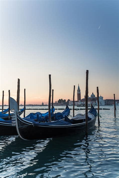 Venetian Gondolas With The Basilica San Giorgio Maggiore In The