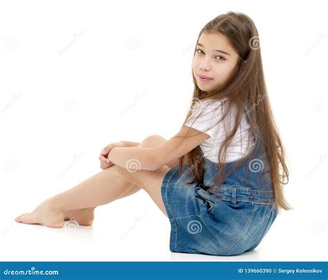 Little Girl Hugging Her Knees Stock Photo Image Of Beautiful Legs