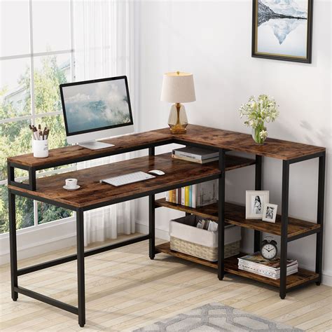 Tribesigns Reversible L Shaped Computer Desk With Storage Shelf