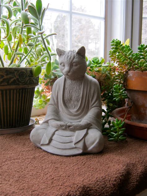 Buddha Cat Statue Large Concrete Buddhism By Westwindhomegarden