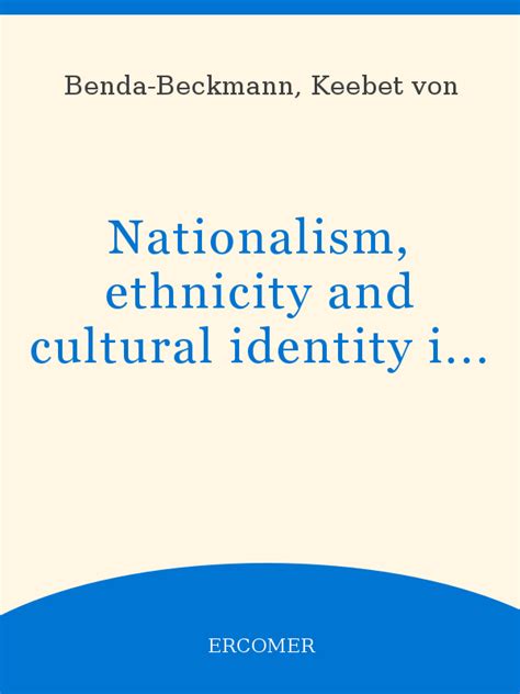 Nationalism Ethnicity And Cultural Identity In Europe