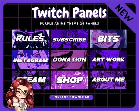 NEW Cute Anime Purple Twitch Panels 24x Panels Twitch And Etsy Ireland