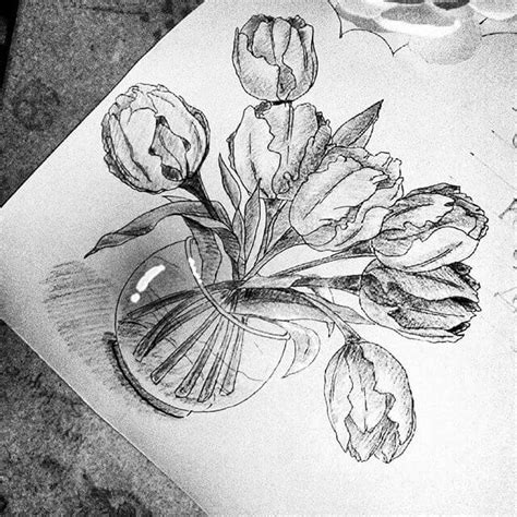 16 Gambar Sketsa Bunga Tulip Dunia Sketsa