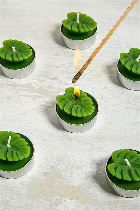 Set Of 6 Leaf Shaped Candles Urban Outfitters Uk