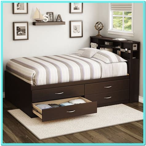 Full Size Bed Frames With Storage Drawers Bedroom Home Decorating