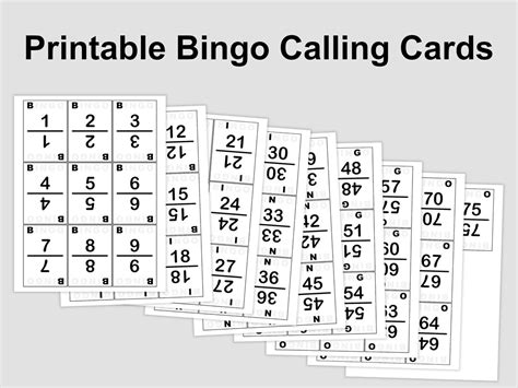Bingo Calling Cards 75 Cards 9 Per Page Instant Printable Etsy